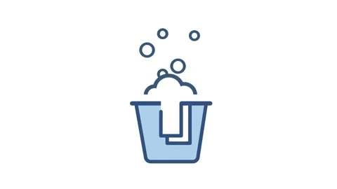 Blue Bucket Water Bubbles Cleaning Laundry Icon Stock Footage 335575223