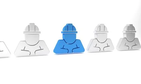 Blue Builder icon isolated on white background. Construction worker. Minima.. Stock Illustration