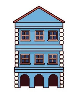 Blue building facade Ilustración de archivo