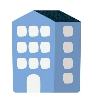 Blue building illustration Ilustración de archivo