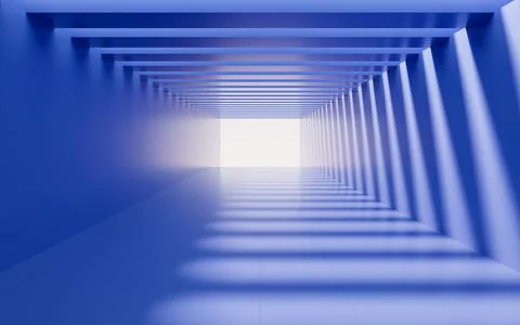 Blue building tunnels, 3d rendering. Stock Illustration