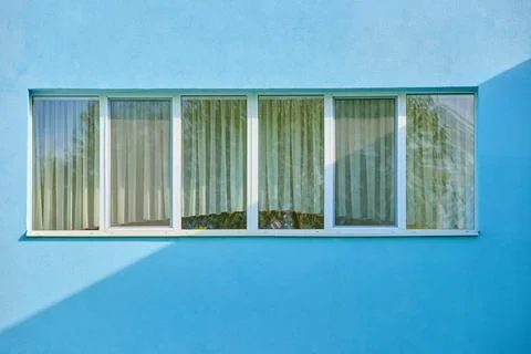 Blue building with window Stock Photos