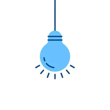 Blue bulb hanging on wire Stock Illustration