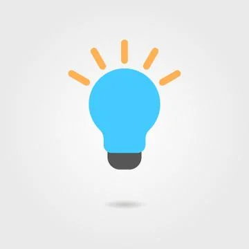 Blue bulb icon with shadow Stock Illustration