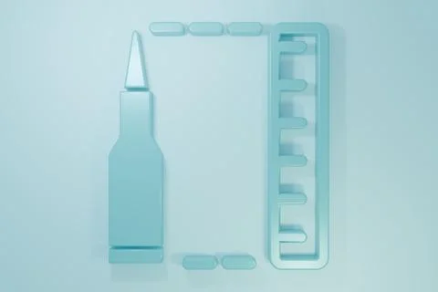 Blue Bullet icon isolated on blue background. Minimalism concept. 3D render.. Stock Illustration