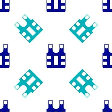 Blue Bulletproof vest for protection from bullets icon isolated seamless pattern Stock Illustration