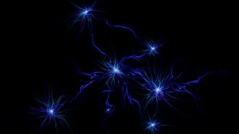 The blue bundle of neurons. Visualization of neuronal activity. Stock Footage 304489112