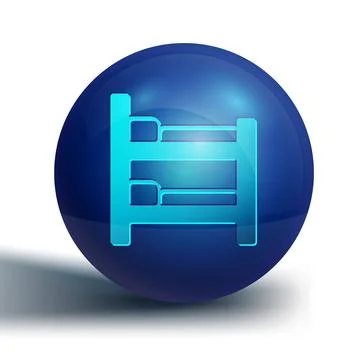 Blue Bunk bed icon isolated on white background. Blue circle button. Vector Stock Illustration