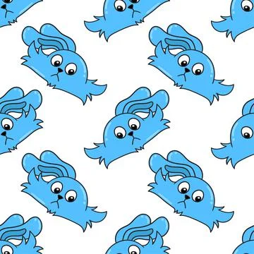 Blue bunny happy seamless pattern textile print. repeat pattern background de イラスト素材