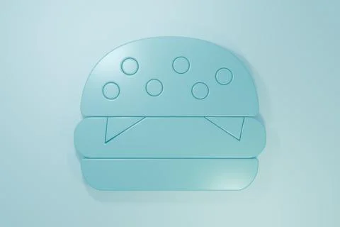 Blue Burger icon isolated on blue background. Hamburger icon. Cheeseburger .. Stock Illustration