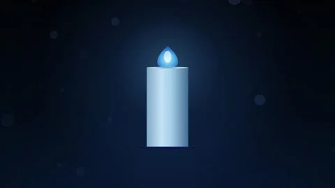 Blue Burning Candle with Glowing Flame and Floating Particles Animation Stock-Footage 347966565