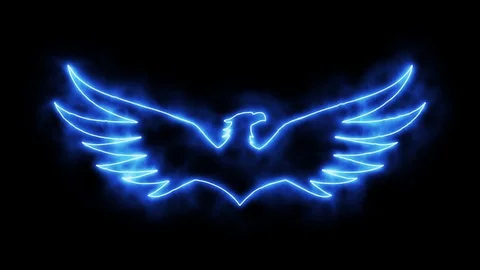 Blue Burning Eagle Animated Logo Loopable Graphic Element Stock Footage 102385964