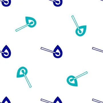 Blue Burning match with fire icon isolated seamless pattern on white backgr.. Stock Illustration