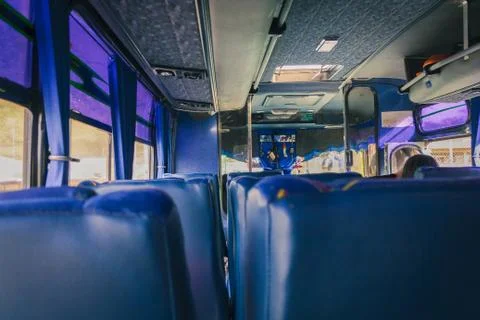 Blue bus interior Stock Photos