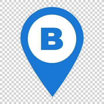 Blue Bus Station Map Pin Marker Icon with Letter B Transparent PNG Stock Illustration