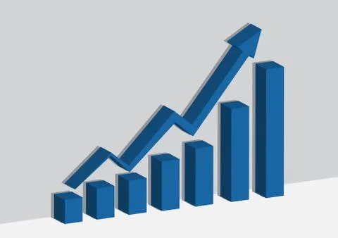 Blue business chart or graph on the wall and sheader shadow Stock Illustration