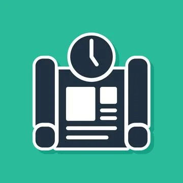 Blue Business project time plan icon isolated on green background.  Vector 스톡 일러스트