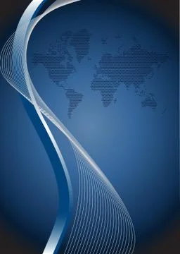 Blue business wave map background illustration design Stock Illustration