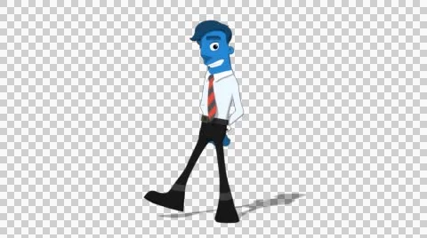 Blue Businessman 'Side-step Screen Left' Connectable Character Animation Stock Footage 52128865