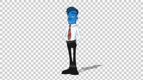 Blue Businessman 'Talking without Gestures' Connectable Character Animation Stock Footage 52182798