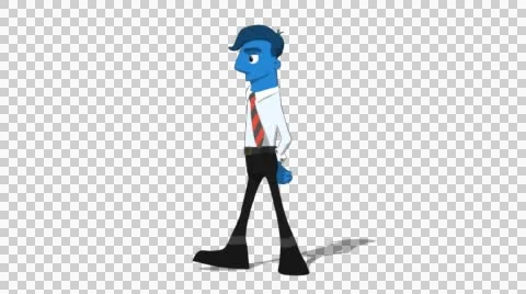Blue Businessman 'Walk with Hands Behind Back Screen Left' Connectable Character Stock Footage 52182753