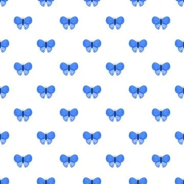 Blue butterflies cartoon pattern seamless background wallpaper Illustrazione stock