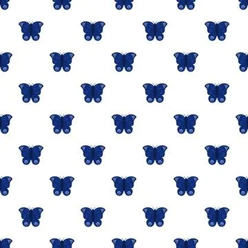 Blue butterflies creating a repeating seamless pattern background 스톡 일러스트