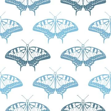 Blue butterflies seamless pattern Иллюстрация