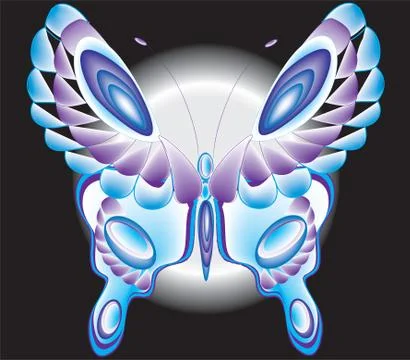 Blue Butterfly Moon Stock Illustration