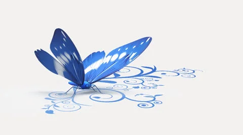 Blue butterfly on ornate background Vidéo 24726357