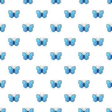 Blue butterfly seamless pattern repeating insect background 스톡 일러스트