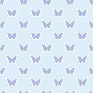 Blue butterfly seamless repeat pattern vector design. Illustrazione stock
