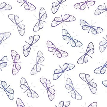 Blue butterfly seamless repeat pattern vector. Illustrazione stock
