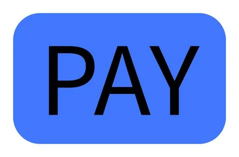 Blue button with black PAY text on a rounded rectangle. Ideal for online paym Stock Illustration