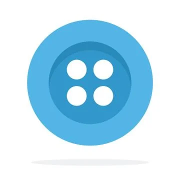 Blue button with four holes flat isolated Stock Illustration