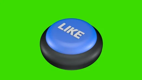Blue “LIKE” button gets pressed on a green chroma key background Stock Footage 328344504