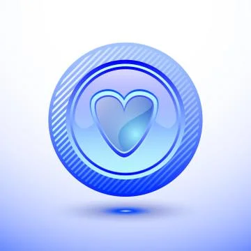 Blue button heart Stock-Illustration