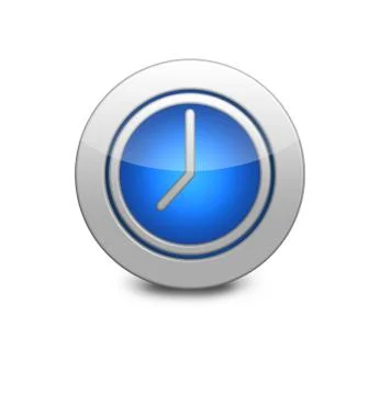 Blue button with the image of hours. Stock Illustration