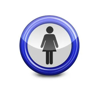 Blue button with the image of the women Stock Illustration