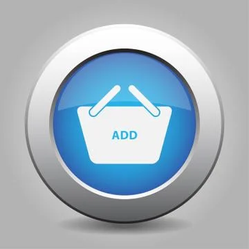 Blue button shopping basket add Stock Illustration
