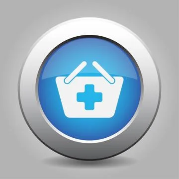 Blue button - shopping basket plus Stock Illustration