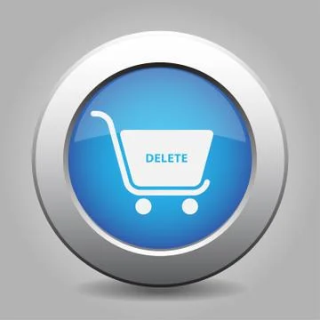 Blue button - shopping cart delete Stock Illustration