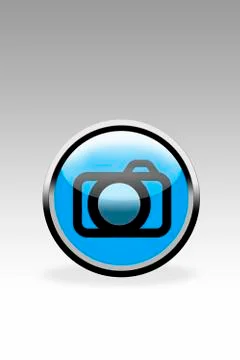 Blue button showing camera sign, close up Stock Illustration