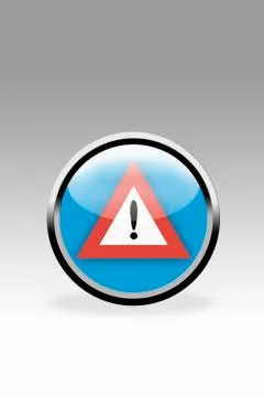 Blue button showing danger sign, close up Stock Illustration
