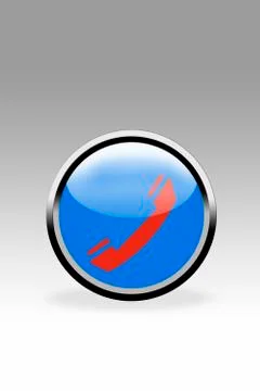 Blue button showing phone receiver symbol, close up Stock Illustration