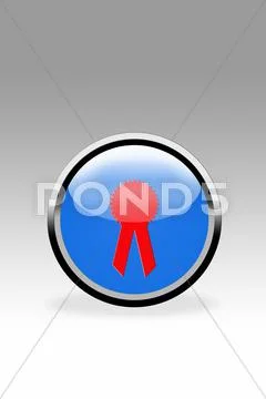 Blue button showing rosette sign, close up Stock Illustration