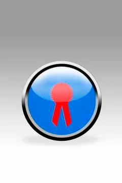 Blue button showing rosette sign, close up Stock Illustration