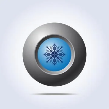 Blue button with snowflake icon Stock Illustration