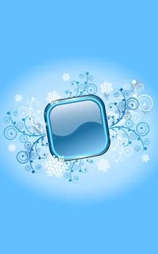 Blue button with snowflake icon. Stock Illustration