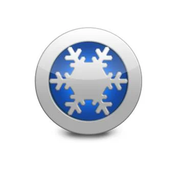 Blue button with snowflake inside. New year 库存插图